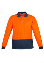 Syzmik Unisex Hi Vis Basic Long Sleeve Polo - Orange/Navy