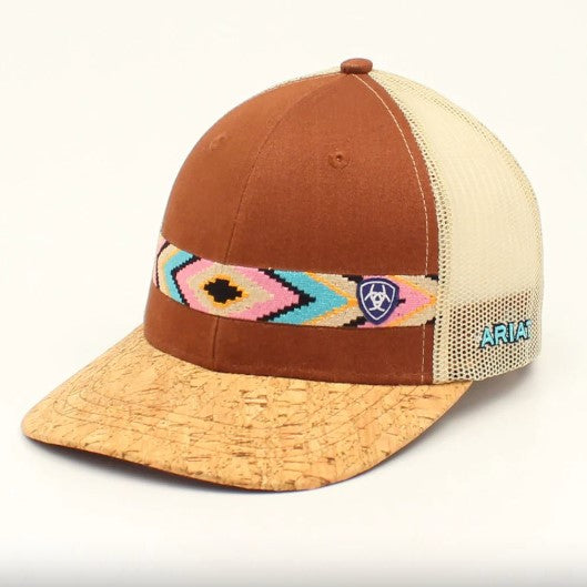 Ariat Womens A Fit Cap - Embroidered Aztec/Cork Bill/Tan