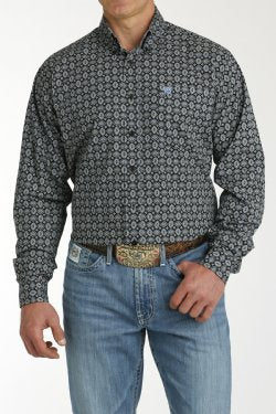 Cinch Mens Medallion Button-Down Western Shirt - Black/Blue