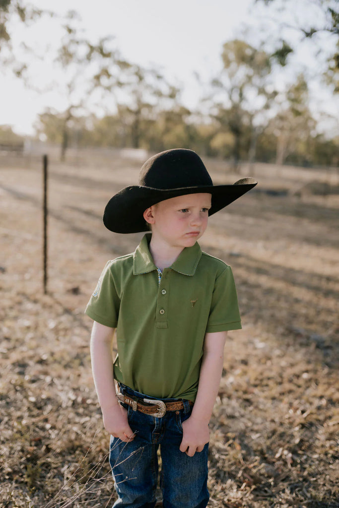 Little Windmill Clothing Co Olive Jnr Boy's Polo - Green