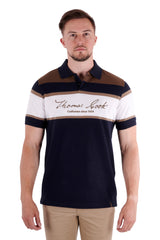 Thomas Cook Mens Newman Tailored Short Sleeve Polo - Navy/Dark Tan