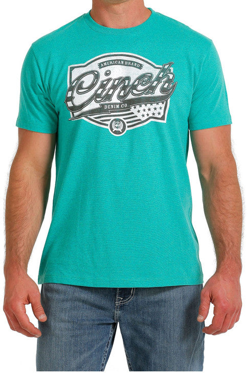 Cinch Mens American Brand Shirt sleeve T-Shirt - Turquoise
