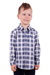 Thomas Cook Boys Lloyd Long Sleeve Shirt - White/Denim