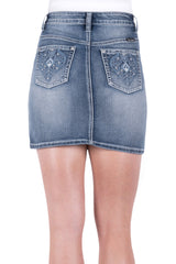 Pure Western Womens Valeri Denim Skirt - Petrol Blue