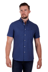 Thomas Cook Mens Edward Tailored Short Sleeve Shirt - Denim/Navy