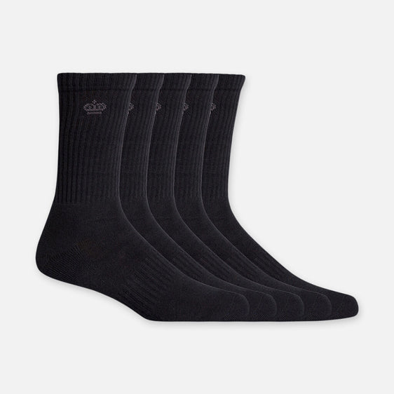 KingGee Cotton Crew Work Socks 5 Pack - Black