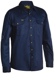 BISLEY OPEN L/S DRILL SHIRT bs6433 [Col:Navy Siz:S]