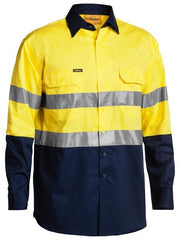 Taped Hi Vis Cool Lightweight Shirt BS6896 [Col:Yellow/Navy Siz:XL]