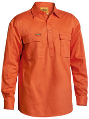 Bisley Closed Front Cotton Drill Shirt BSC6433 [Col:Orange Siz:S]