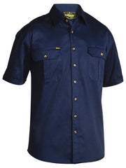 Bisley Original Cotton Drill Short Sleeved Shirt Open Front [Col:Navy Siz:S]