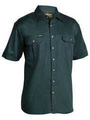 Bisley Original Cotton Drill Short Sleeved Shirt Open Front [Col:Bottle Siz:S]