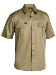 Bisley Original Cotton Drill Short Sleeved Shirt Open Front [Col:Khaki Siz:S]