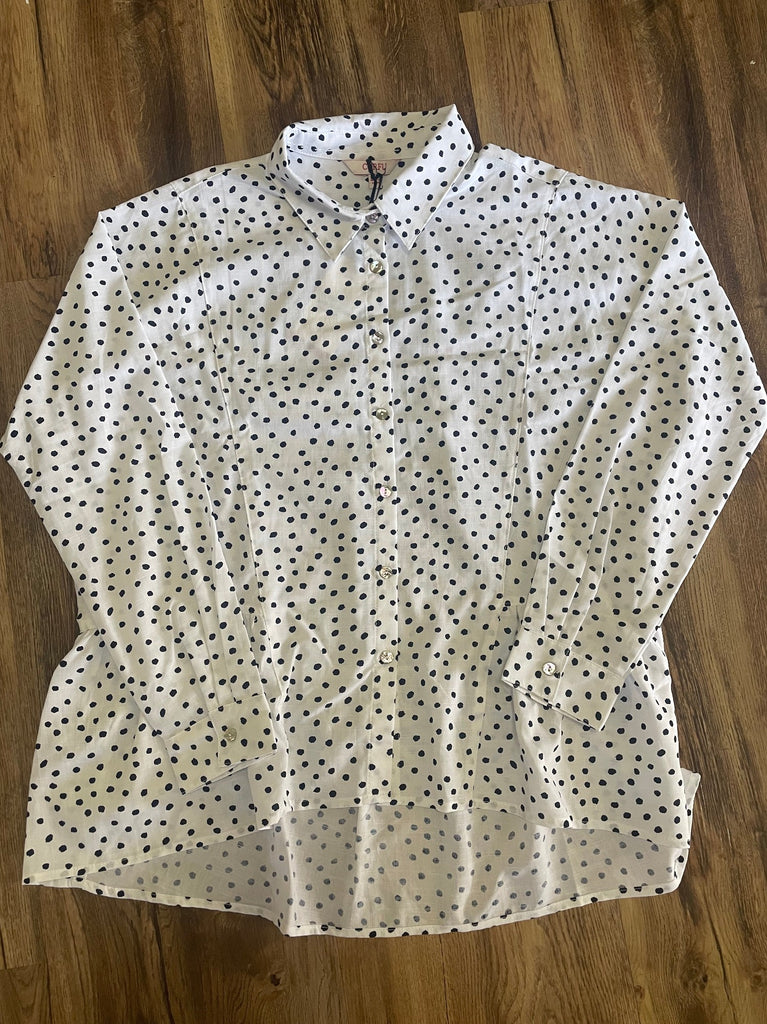 Corfu Womens White/Navy Spot Top - S2326387 [Siz:10]