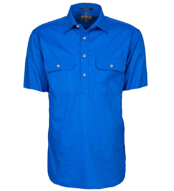 Pilbara Mens Closed Front Short Sleeve Shirt [Col:Diesel Siz:S]