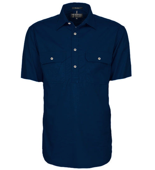 Pilbara Mens Closed Front Short Sleeve Shirt [Col:Diesel Siz:M]