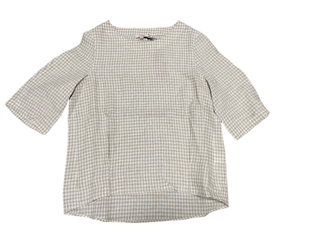 Corfu Womens Linen Yarn Dyed Check Top - Natural S2346480 [Siz:10]