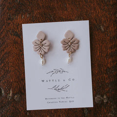 Wattle & Co Earrings Asst [Col:Soft Taupe Floral Drop]