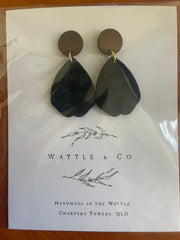 Wattle & Co Earrings Asst [Col:Black Leaf Print Timber]