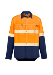 Essentials Mens HV Outdoor Segmented Tape L/S Shirt - ZW470 [Col:Orange/Navy Siz:S]