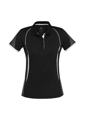 Biz Collection Ladies Razor Polo [Col:Black/White Siz:8]