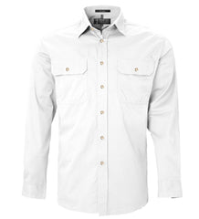 Mens Pilbara Open Front L/S Shirt [Col:Cobalt Blue Siz:S]