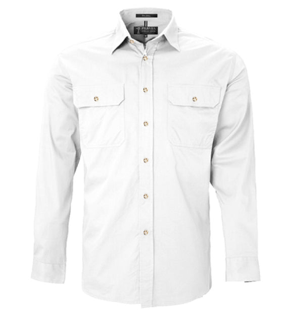 Mens Pilbara Open Front L/S Shirt [Col:Cobalt Blue Siz:S]