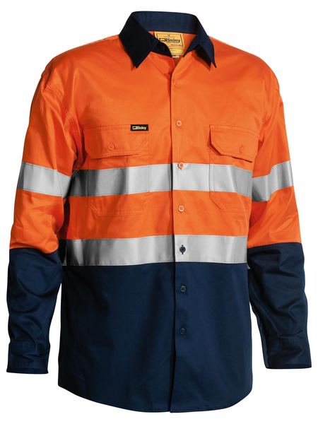 Taped Hi Vis Cool Lightweight Shirt BS6896 [Col:ORANGE/NAVY Siz:3XL]