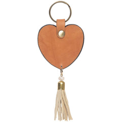 The Design Edge Heart Tassel Cowhide Keyring - Heart Key Tassel [Col:Jersey Hairon & Tan Leat]