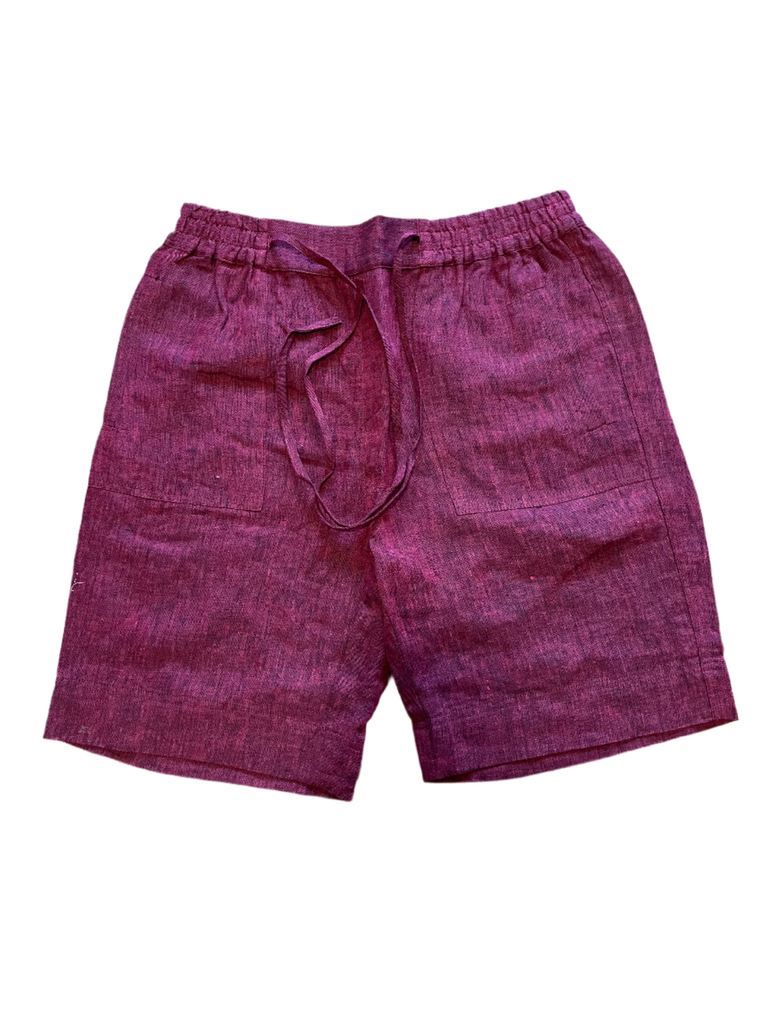 Corfu Womens Crossed Dyed Linen Shorts - Cherry S2344092 [Siz:10]