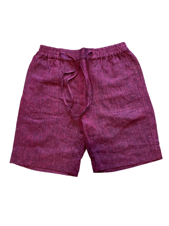 Corfu Womens Crossed Dyed Linen Shorts - Cherry S2344092 [Siz:10]