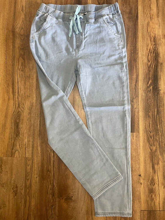 Corfu Mist Elesticated Drawstring Stretch Denim Jeans W04B2329 [Siz:12]