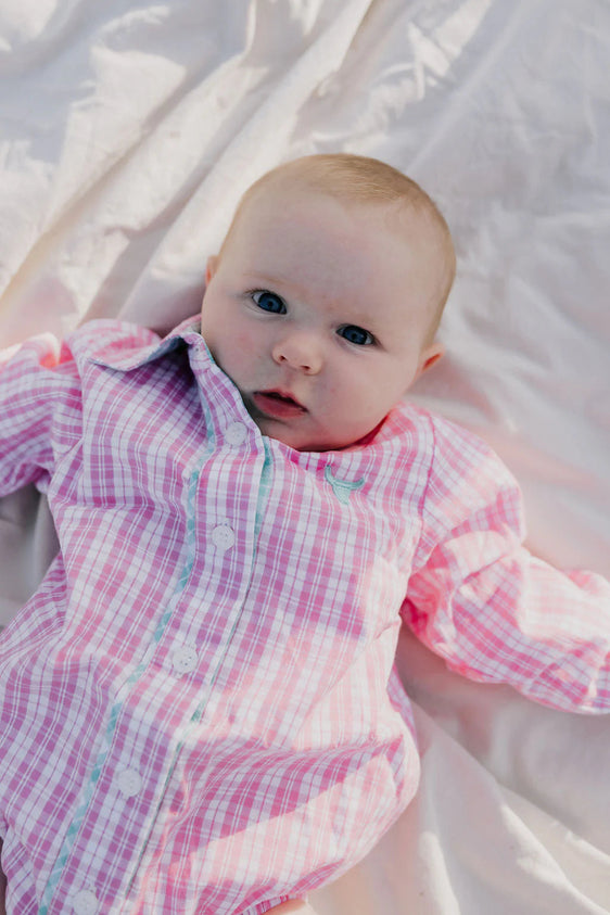 Little Windmill Clothing Co Carla Baby Romper - Pink Checked [Siz:00]