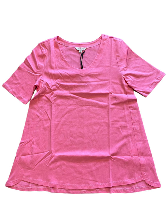 Corfu Womens Pima Cotton Knit 190g Top - Camellia Rose S2338661 [Siz:10]