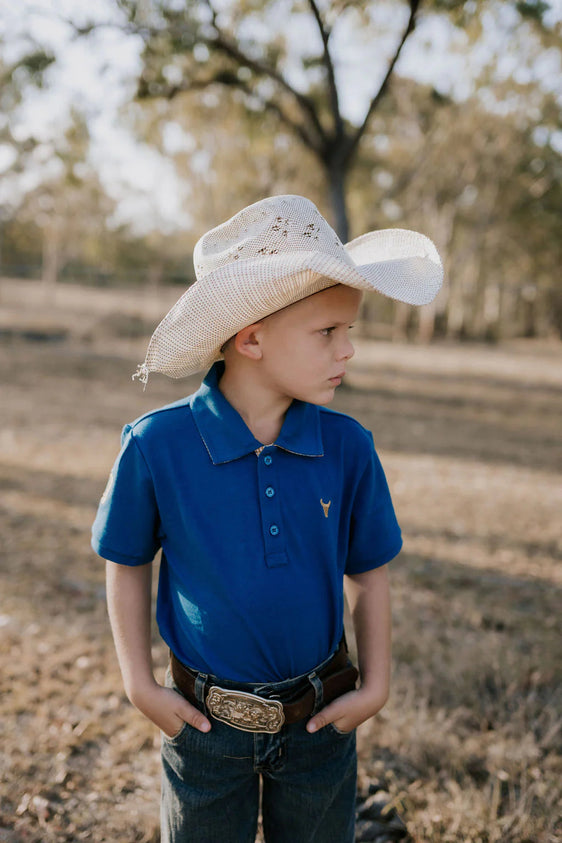 Little Windmill Clothing Co Nathan Jnr Boy's Polo - Ocean Blue [Siz:4]