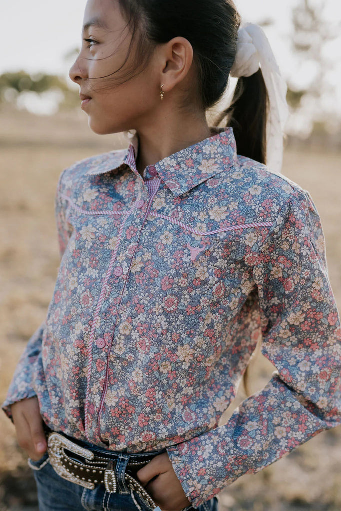 Little Windmill Clothing Co Montana Jnr Long Sleeve Shirt - Dusty Floral [Siz:4]