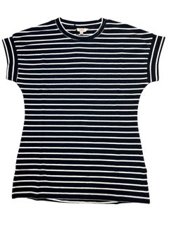 Corfu Stretch Cotto Stripe 180gm Tee - Navy/White [Siz:8]