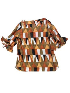Corfu Womens Soft Print Geo Glam Top [Siz:8]