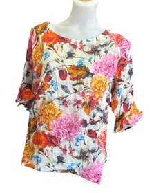 Corfu Womens Linen Top - Petal Soft [Siz:18]