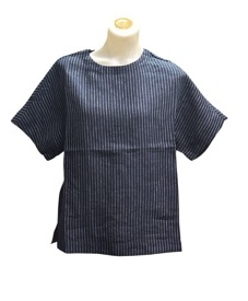 Corfu Womens Linen Yarn Dyed Top - White/Ink Stripe [Siz:8]