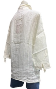 Corfu Womens Shirt Self Stripe Linen Blend White [Siz:8]