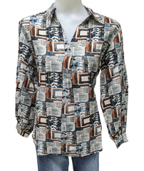 Corfu Womens L/S Shirt - Soft Printed Modern Artefact [Siz:8]