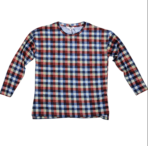 Corfu Womens Soft Brushed Knit Top - Denim Check [Siz:8]