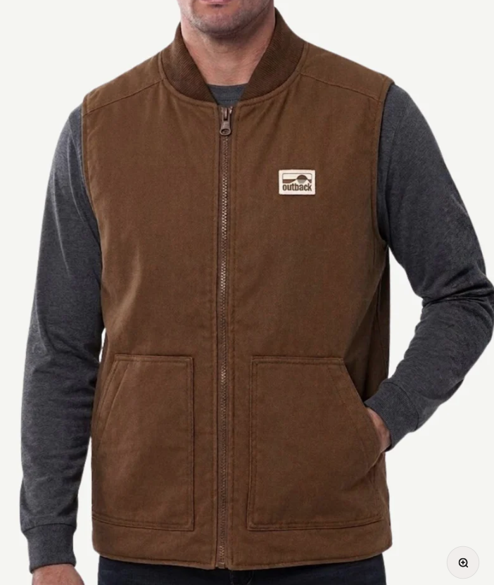 Outback Unisex Wax Cotton Rangebound Vest - Brown [Siz:S]