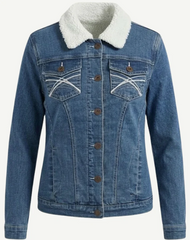 Outback Supply Co Womens Embroided Denim Sherpa Jacket [Siz:S]