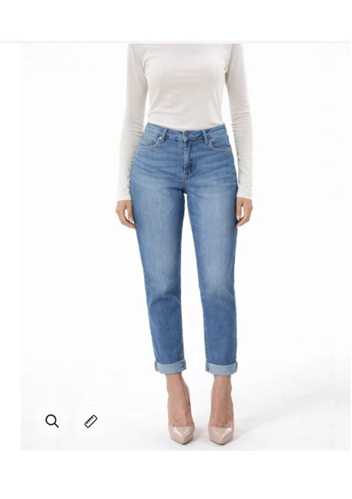 Corfu Womens Stretch Denim Boyfriend Jeans - Lagoon Wash [Siz:10]