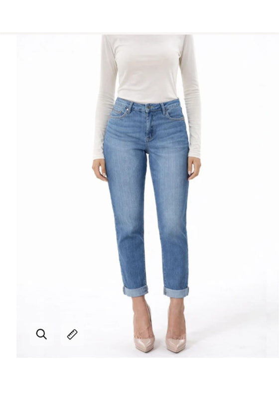 Corfu Womens Stretch Denim Boyfriend Jeans - Lagoon Wash [Siz:10]
