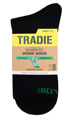 Tradie Mens Bamboo Work Sock 2Pack - Black [Siz:11-13]