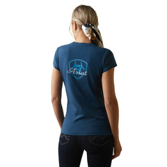 Ariat Womens Logo Script Short Sleeve T-Shirt - Deep Petroleum
