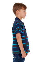 Pure Western Boys Peters Short Sleeve Polo - Navy/Charcoal