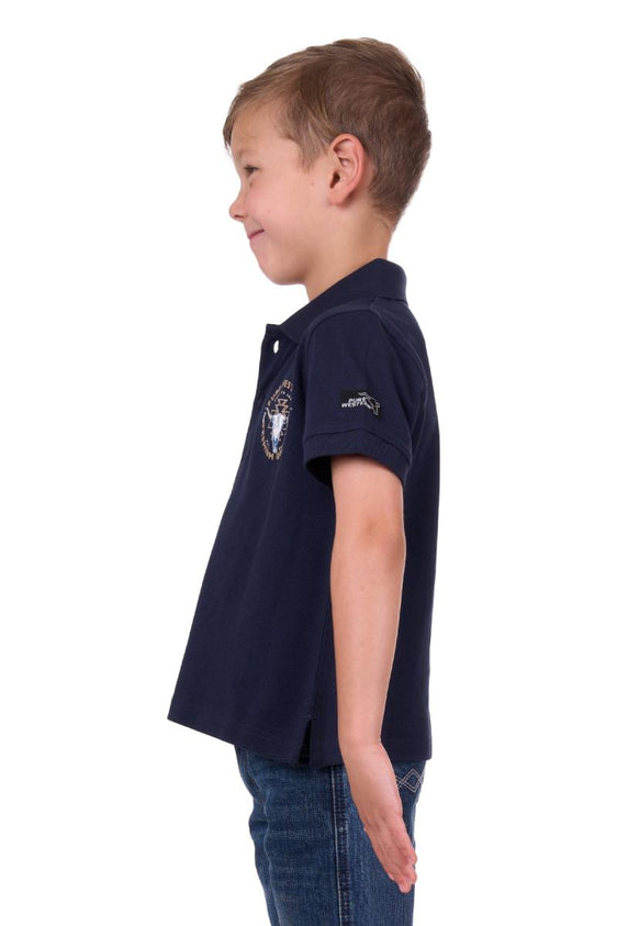 Pure Western Boys Mack Short Sleeve Polo - Navy